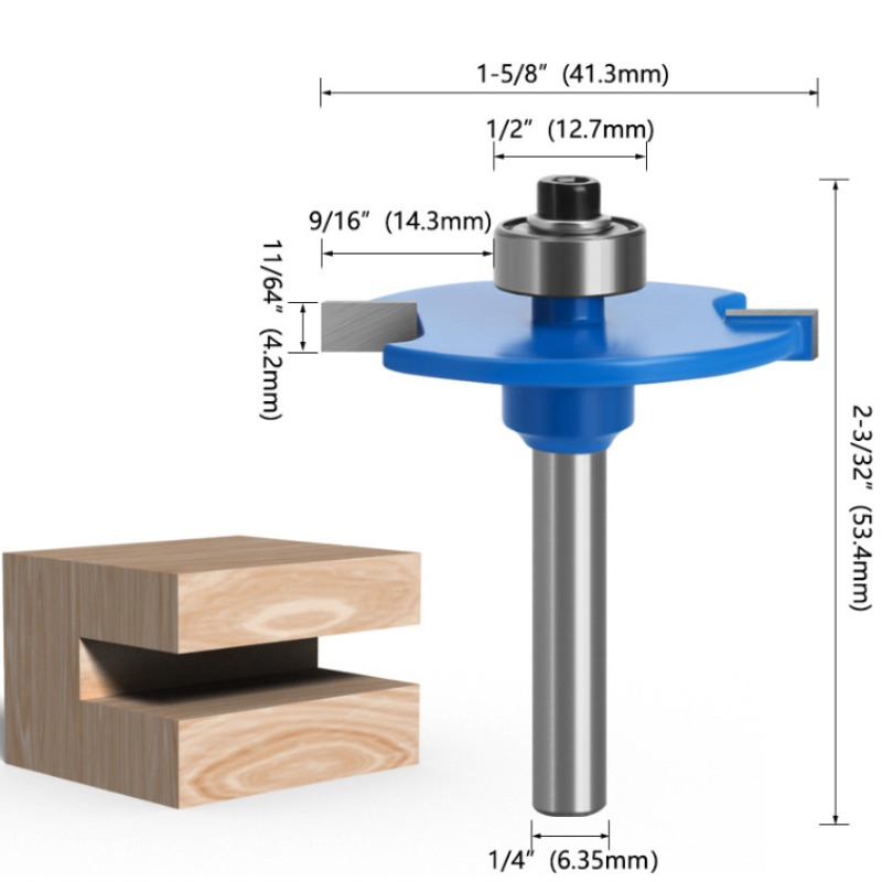 Woodworking Router Templates - For 1pc 6.35mm Shank T-Sloting Biscuit