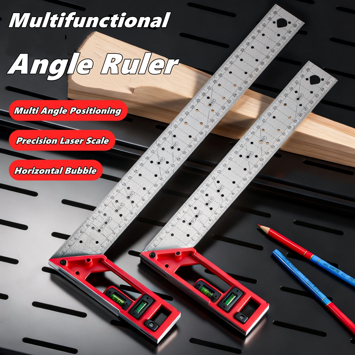 Woodworking Multi Tool - Quick-Positioning Woodworking Angle Ruler Level Metal