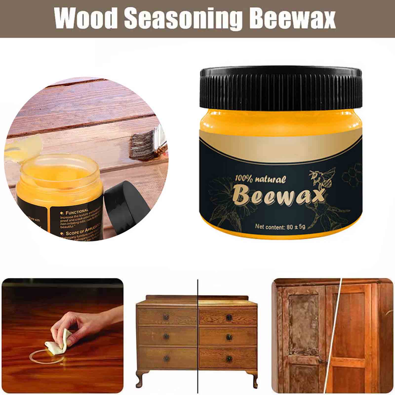 Woodworking Veneer - Wooden Seasoning Beewax Organic Natural Pure