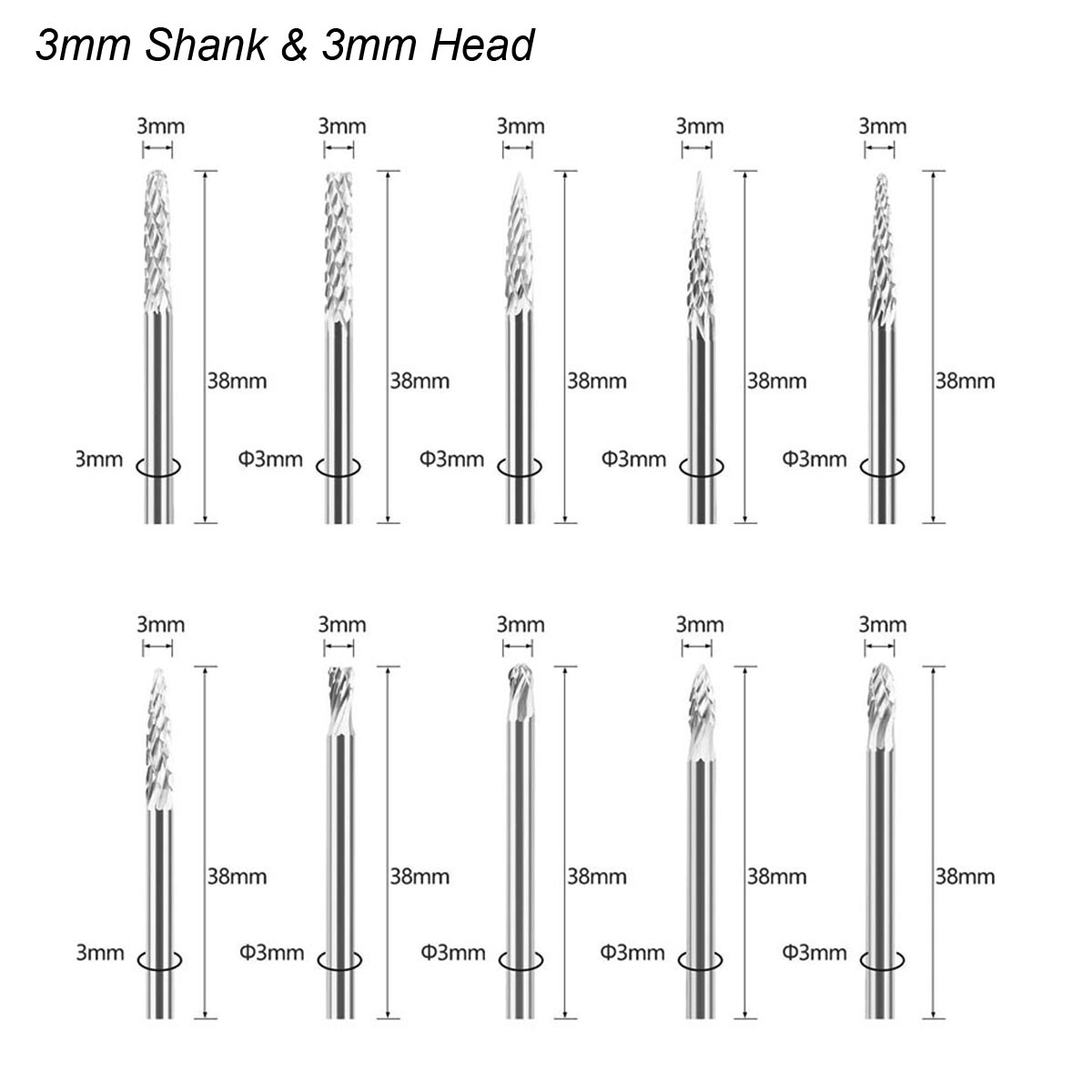 3mm Shank Tungsten Carbide Bur - Woodworking Files And Rasps 评论和价格