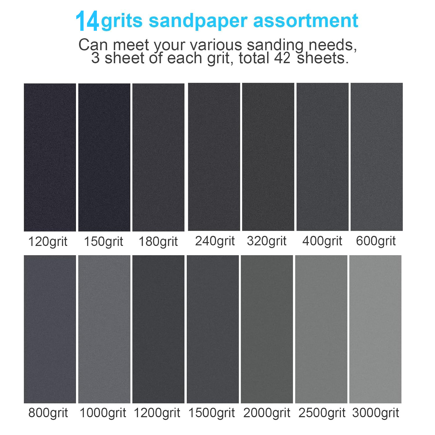 42Pcs Dry Wet Sandpaper Set, 1 - Woodworking Veneer 评论和价格