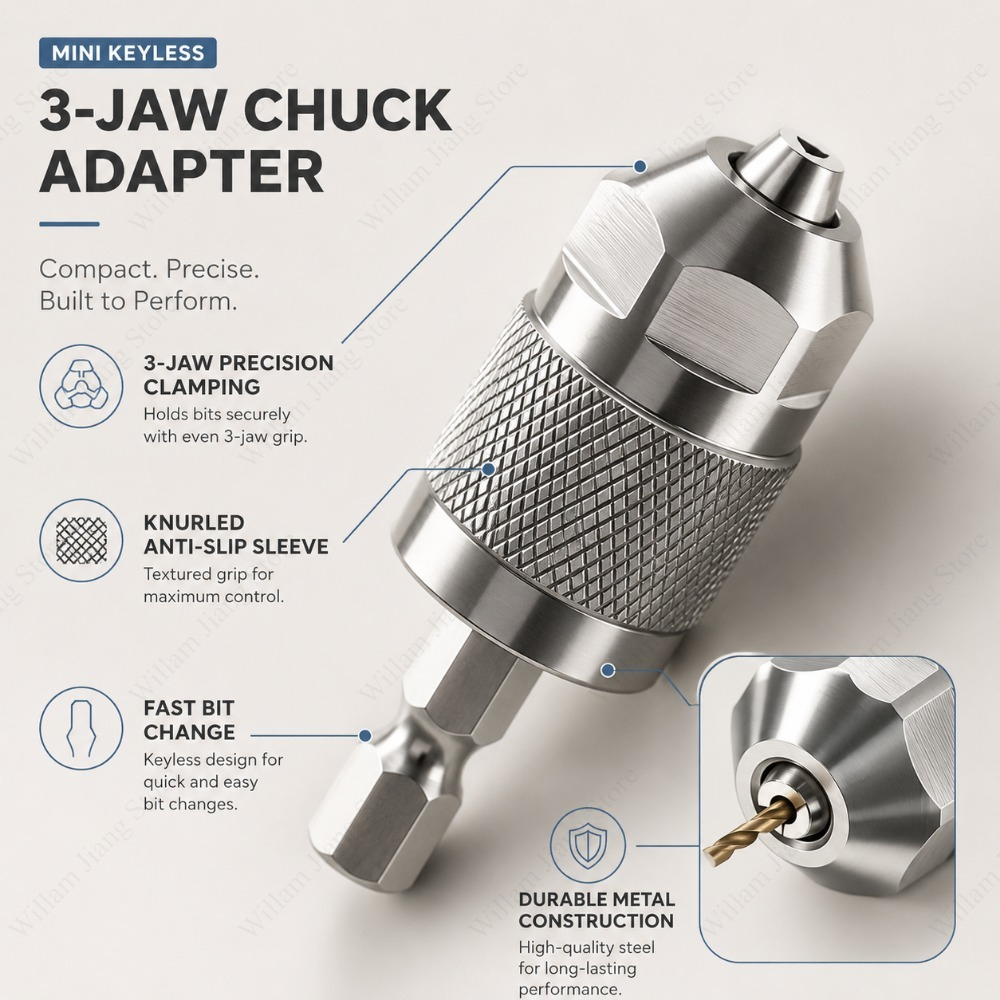 3 Jaw Drill Chuck Adapter with - Woodworking Essential Tools 评论和价格